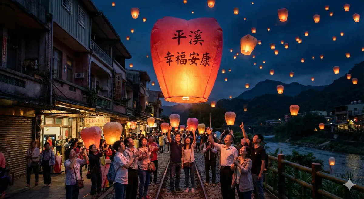 菁桐舊地重遊:放心型天燈