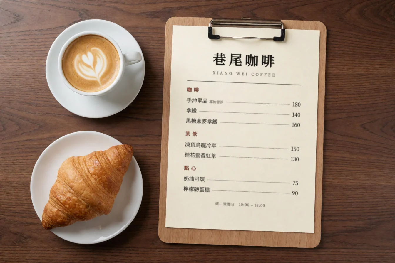 以昌明體排版的咖啡館菜單示範