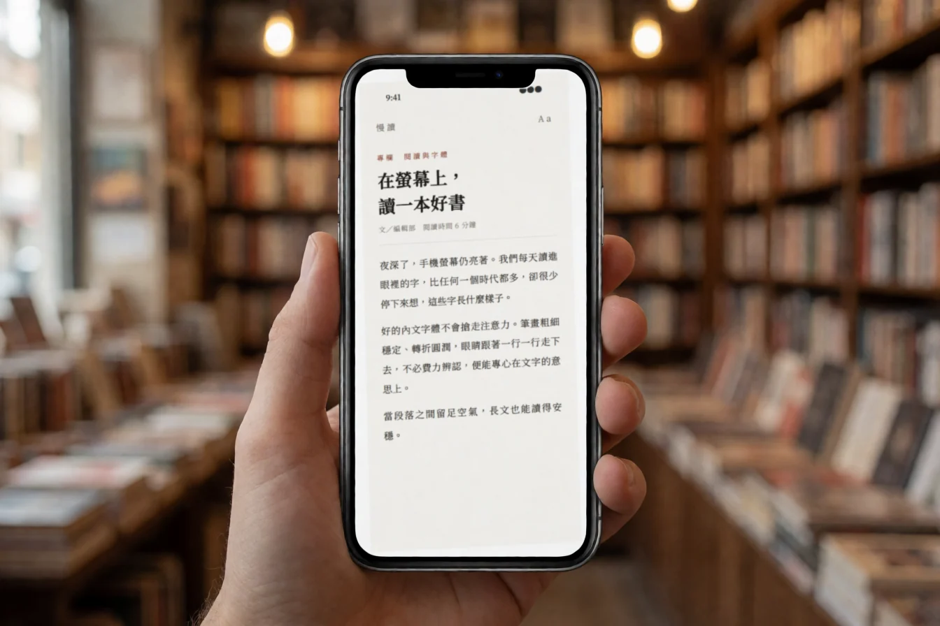 以昌明體排版長文的手機閱讀畫面示範